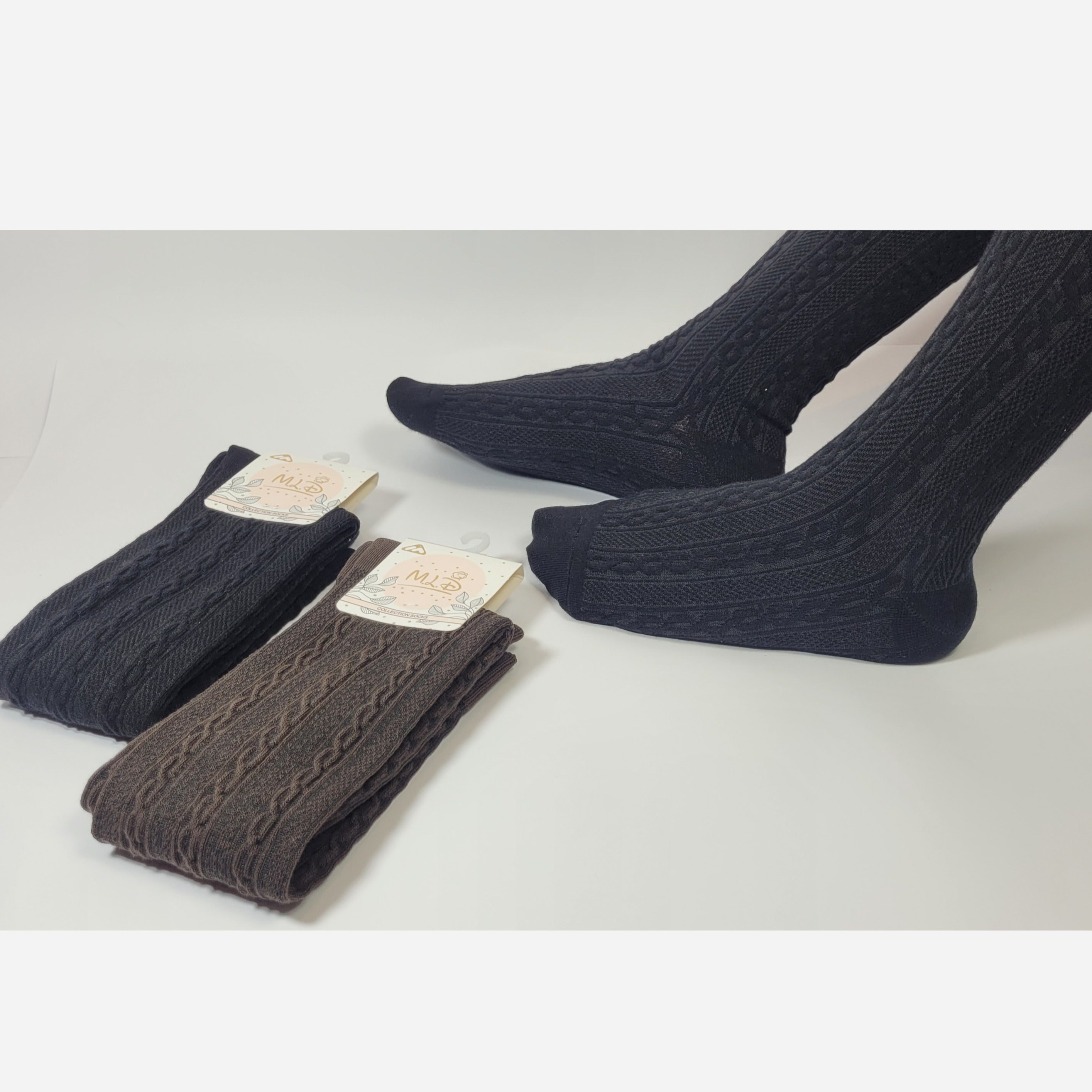 جوراب زنانه ساق بلند طرح برجسته - کد 029