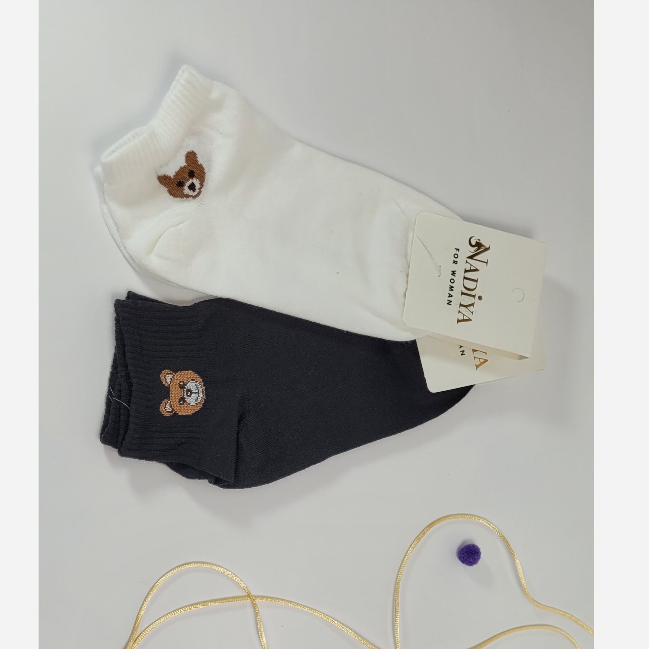 جوراب مچی زنانه طرح خرسی - کد0219